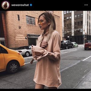 Nude Knot Cuff High Neck Sweater Dress